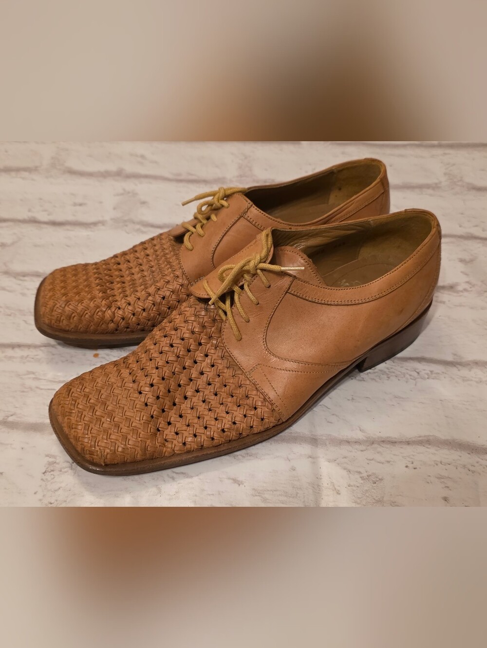 vintage Mario Bruni woven leather basketweave oxfords, handmade in Italy